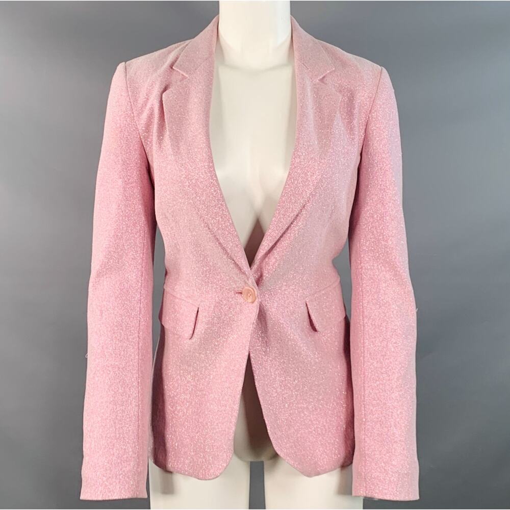 SIES MARJAN Size 4 Pink Polyester Blend Metallic Notch Lapel Jacket Blazer